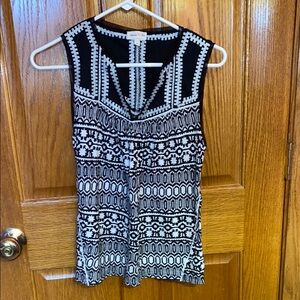 Meadow Rue Anthropologie Black and White Graphic Tank Top